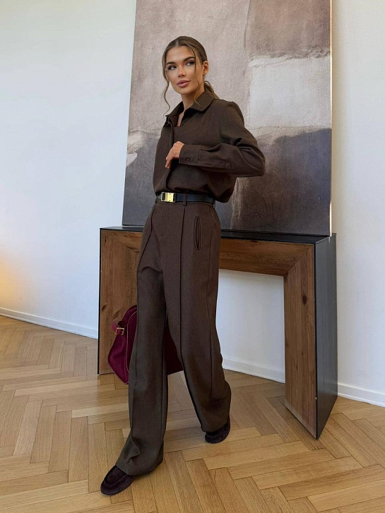 Женский костюм Loro Piana premium коричневого цвета