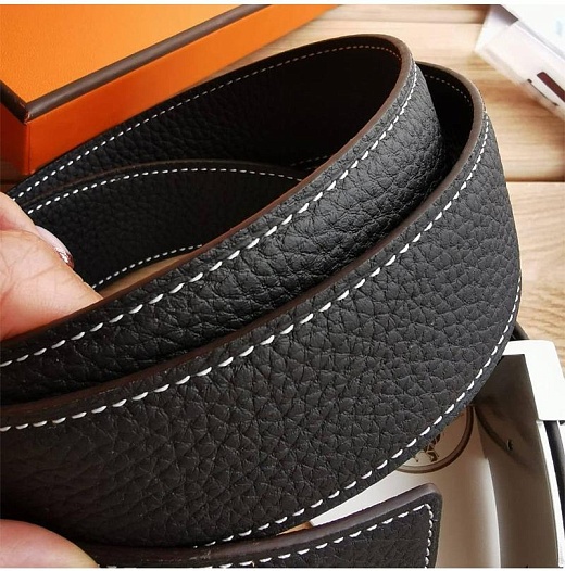 Кожаный ремень Hermes - Black   