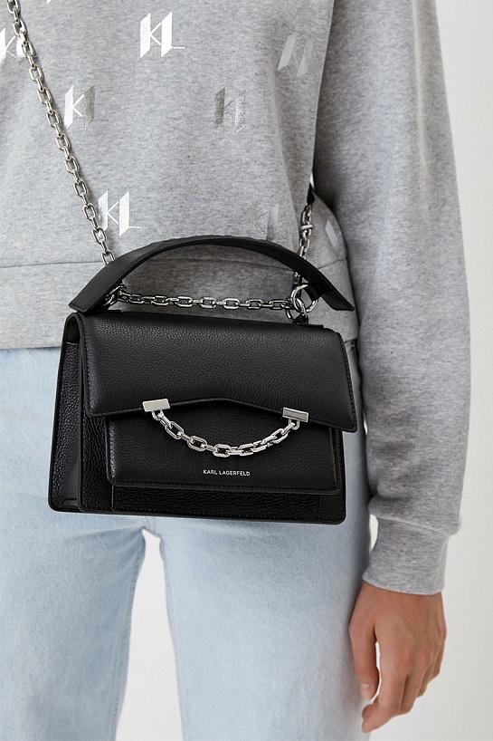 Кожаная сумка-сетчел Karl Lagerfeld Seven 21x15 см