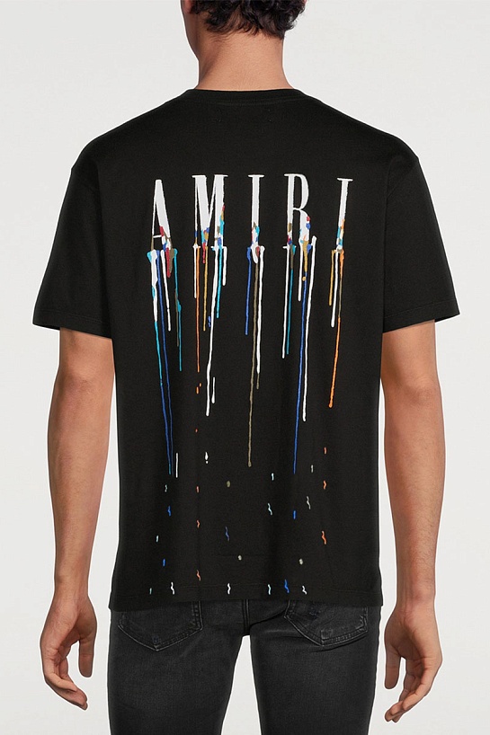 Чёрная оверсайз футболка Amiri paint drip core