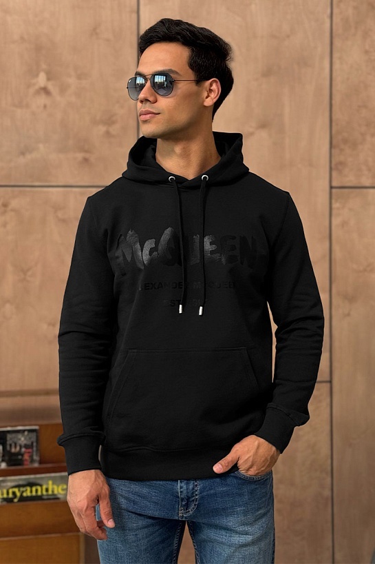 Чёрное худи Alexander McQueen graffiti logo-print