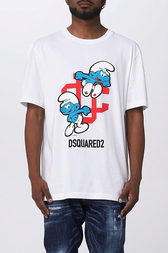 Белая футболка Dsquared2 smurfs graphic-print