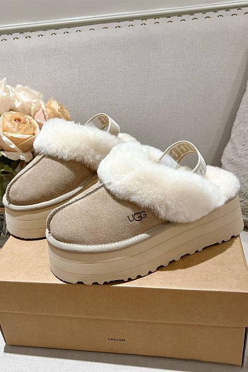 Замшевые женские слиперы с мехом UGG Funkette Platform