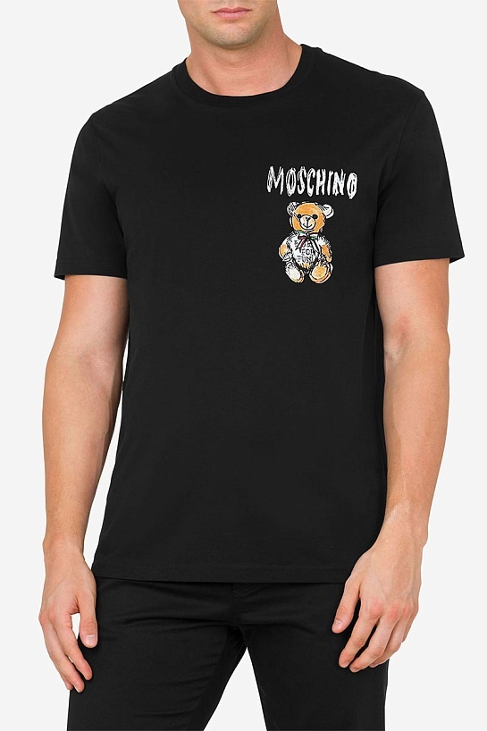 Мужская чёрная футболка Moschino Teddy Bear