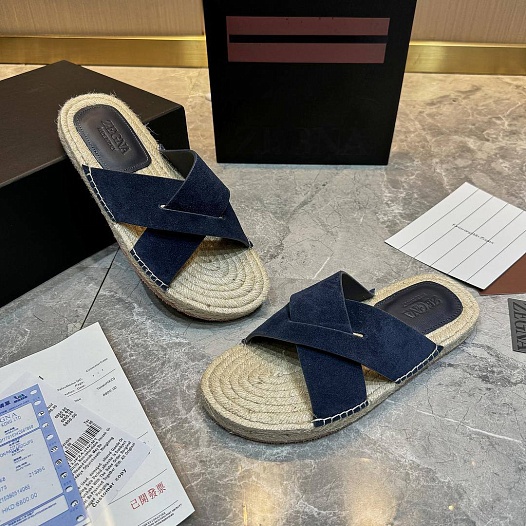 Мужские шлёпанцы Ermenegildo Zegna suede - Navy   