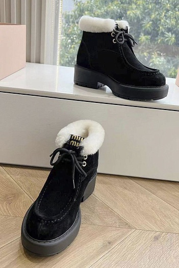 Женские замшевые ботинки с мехом MIU MIU Premium   