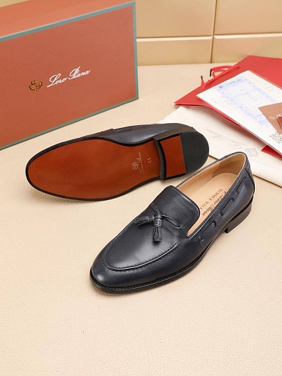 Кожаные лоферы Loro Piana tassel - Navy   