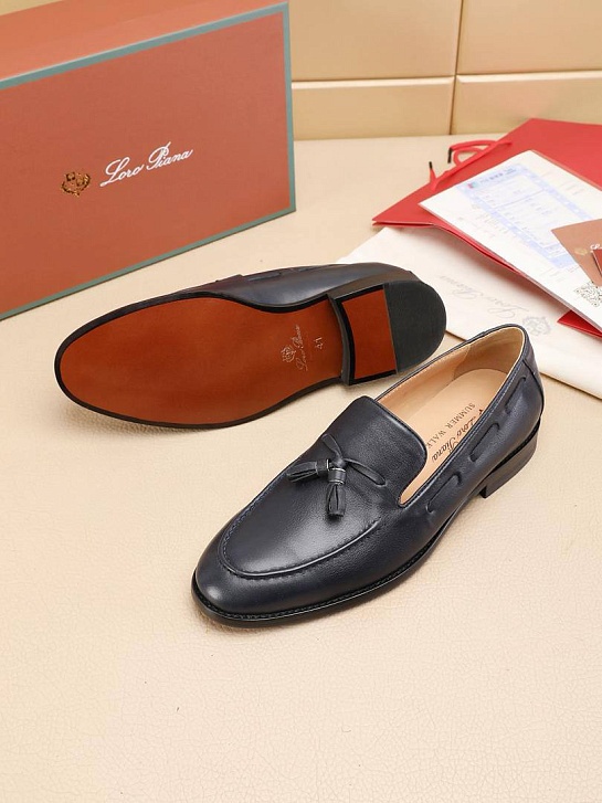 Кожаные лоферы Loro Piana tassel - Navy