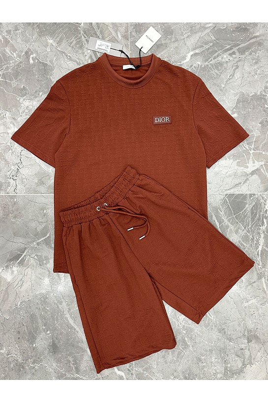 Мужские бордовые шорты Dior logo all-over embossed