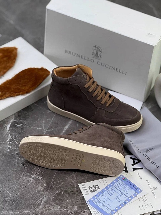 Замшевые кроссовки с меховой стелькой Brunello Cucinelli