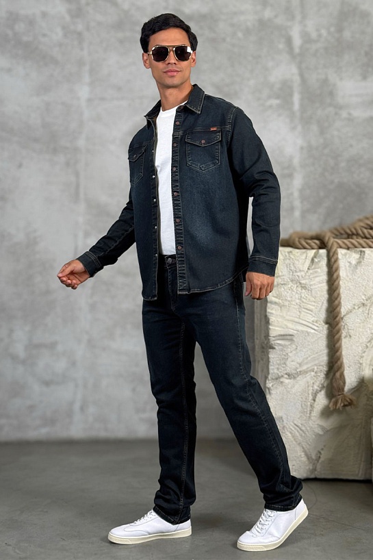 Джинсовая рубашка Loro Piana тёмно-синего цвета