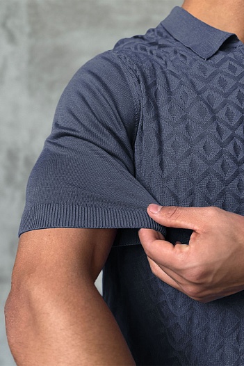 Мужское поло Stefano Ricci цвета индиго   