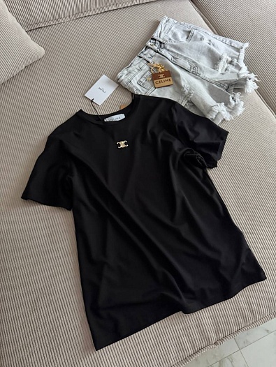 Женская чёрная футболка Celine premium   