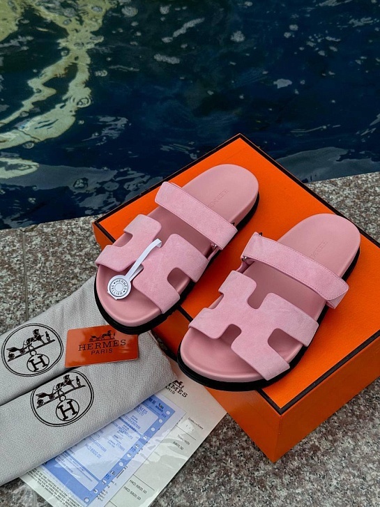 Женские замшевые сандалии Hermes Chypre - Pink