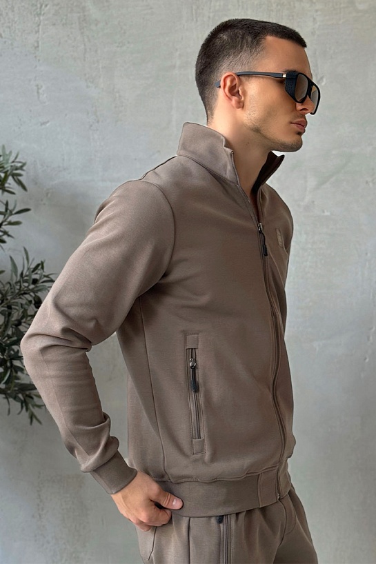Кофта на молнии Armani Exchange logo-patch - Beige
