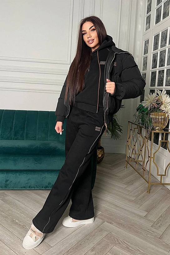 Женский чёрный костюм тройка MIU MIU