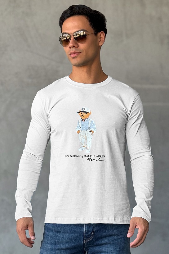 Мужской лонгслив Polo Ralph Lauren "Bear" - White