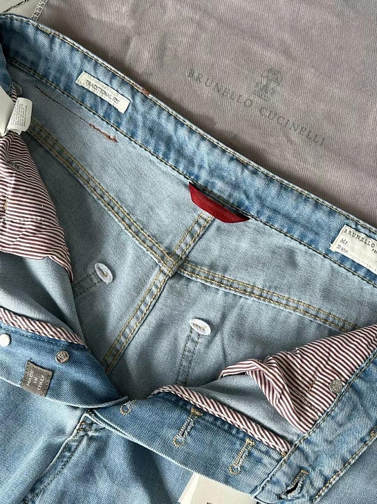 Мужские облегчённые джинсы Brunello Cucinelli Premium Traditional Fit - Blue