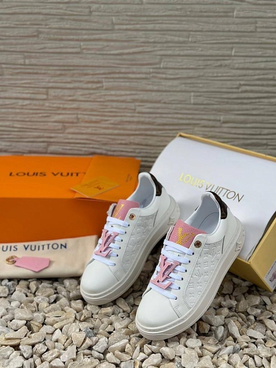 Женские кожаные кроссовки Louis Vuitton Time Out - White / Pink