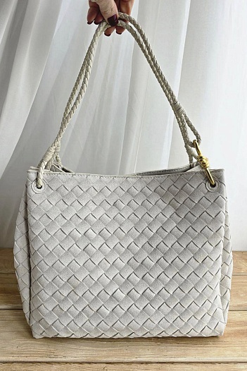 Замшевая сумка Bottega Veneta 35x24 см - White   
