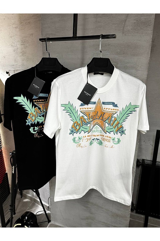 Мужская чёрная футболка Balmain Western graphic-print