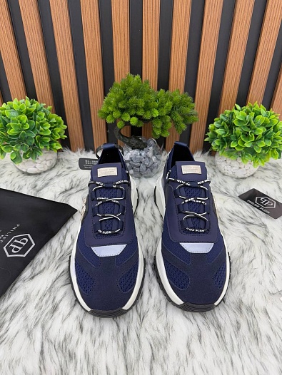 Комбинированные кроссовки Philipp Plein Predator - Navy   