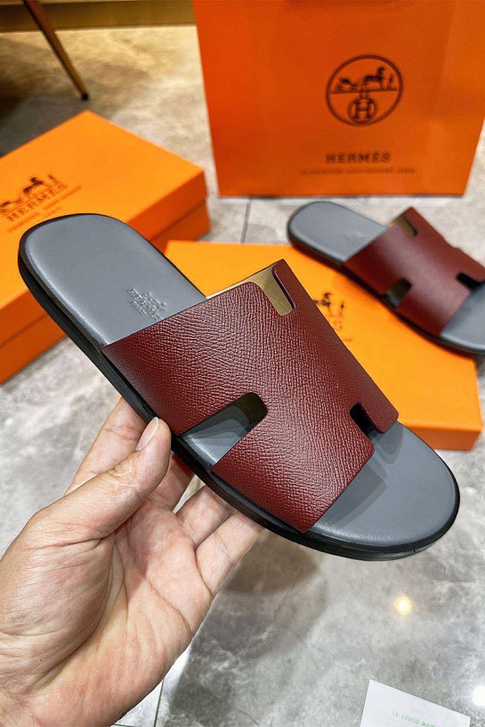 Кожаные шлёпанцы Hermes Izmir - Red