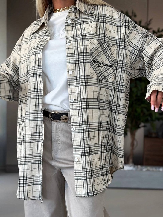 Женская оверсайз рубашка в клетку Maison Margiela premium