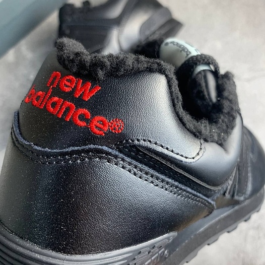 Зимние кроссовки с мехом New Balance 574 Leather - Black    
