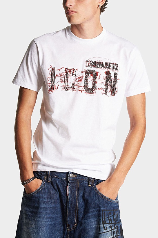 Мужская белая футболка Dsquared2 "ICON"