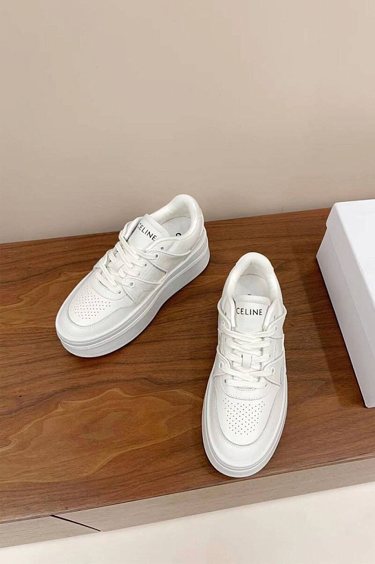 Женские кожаные кроссовки на платформе Celine