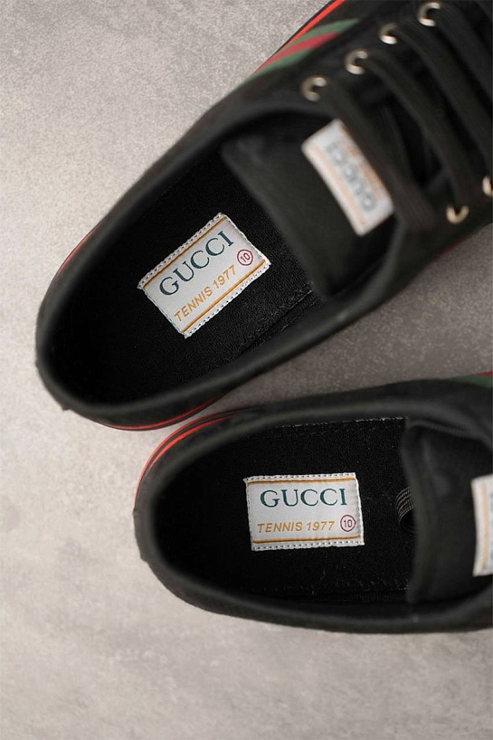 Мужские чёрные кроссовки Gucci GG Monogram