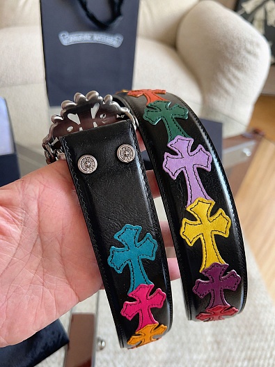 Кожаный ремень Chrome Hearts Cross Patch Cemetery premium   