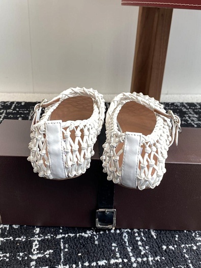 Женские плетёные балетки ALaia Premium - White   