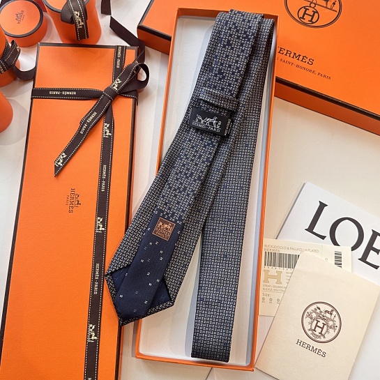 Галстук Hermes geometric logo-print premium - Navy