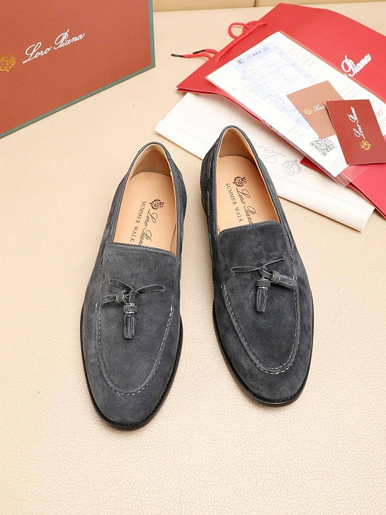 Замшевые лоферы Loro Piana tassel - Grey