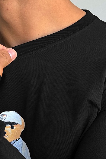 Мужской лонгслив Polo Ralph Lauren "Bear" - Black   