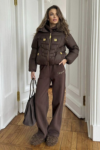 Женский костюм тройка на флисе Schiaparelli premium - Brown   