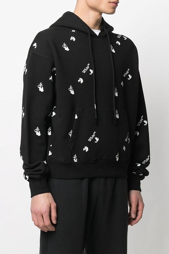 Мужской чёрный костюм Off-White logo all-over