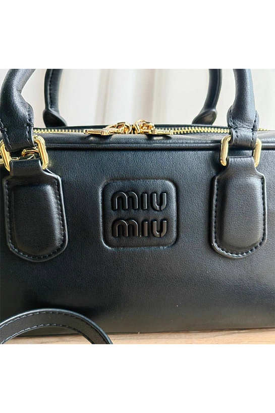 Кожаная сумка MIU MIU Arcadie 23x14 см - Black