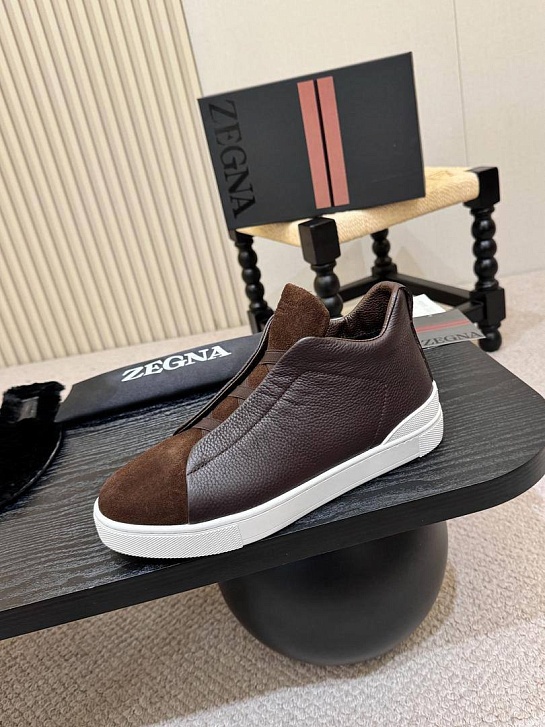 Кроссовки с мехом Ermenegildo Zegna Triple Stitch high-top