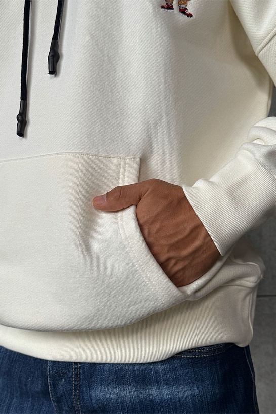 Утеплённое оверсайз худи Palm Angels "Pirate Bear" - White