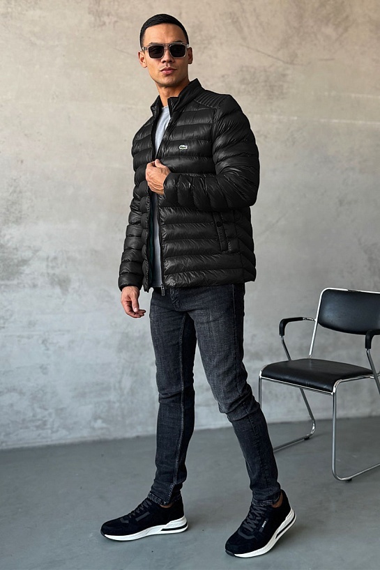 Мужская чёрная куртка Lacoste logo-patch