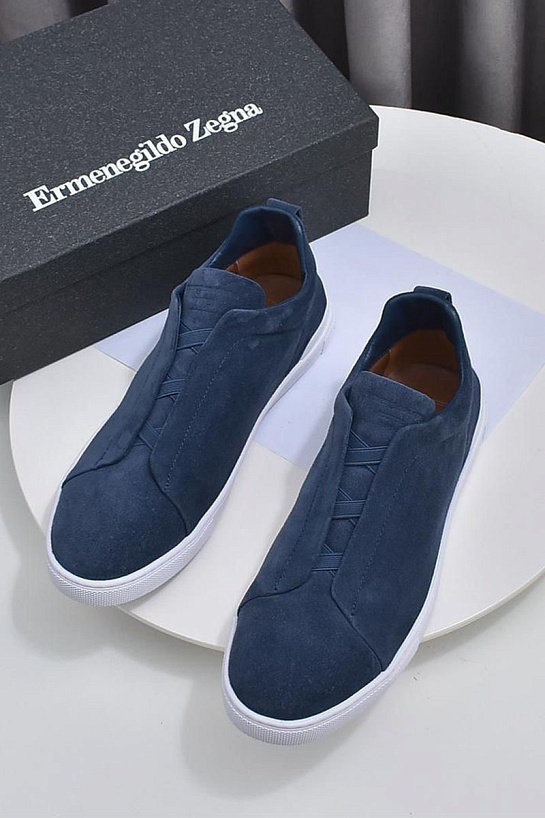 Замшевые кроссовки Ermenegildo Zegna Triple Stitch low-top - Blue