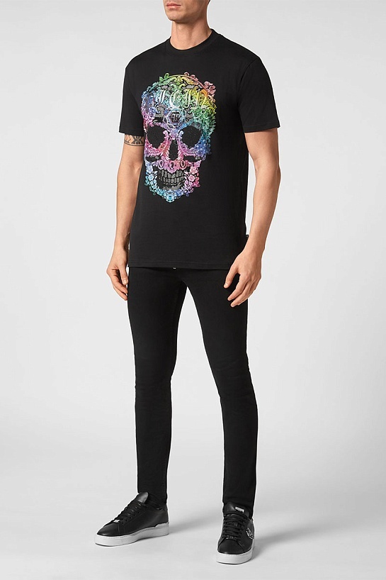 Мужская чёрная футболка Philipp Plein Skull