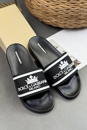 Мужские шлёпанцы Dolce & Gabbana crown logo   