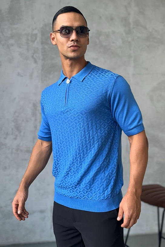 Мужское поло Stefano Ricci голубого цвета