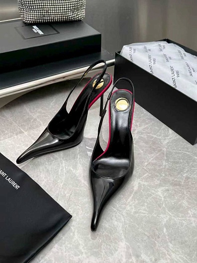 Женские кожаные туфли на каблуке Yves Saint Laurent premium   