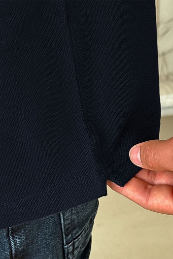 Мужское тёмно-синее поло Dolce & Gabbana logo-plaque   