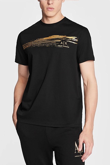 Мужская чёрная футболка Armani Exchange   